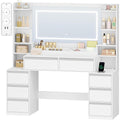 hexcelen 135cm schminktisch mit grosser spiegel weiss-silber frisiertisch und haartrocknerhalter 8 schubladen offenen faechern 135 40 1452 cm