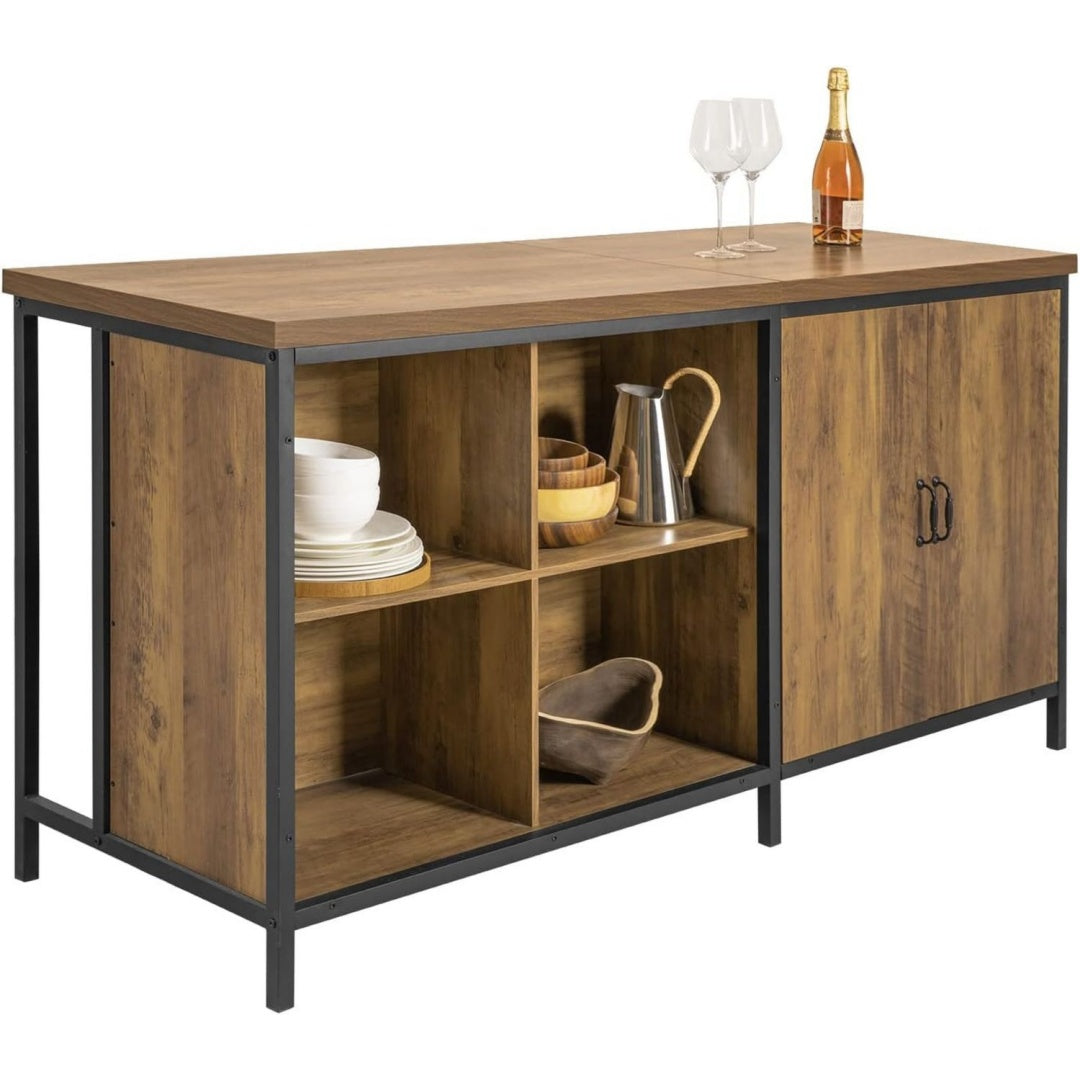 freistehende kuecheninsel kuechenschrank stabil 170x89x60cm kueche multifunktionale kuechenaufbewahrungseinheit mit 4 offenen faechern 150 kg tragkraft industrial-stil mdfstahl knl01-f