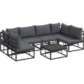 gartensofa-set 7 stk schwarz aluminium