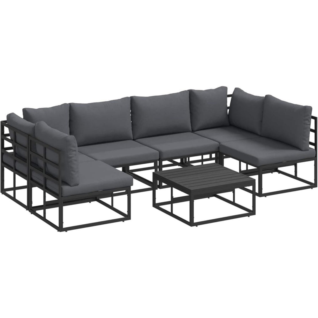 gartensofa-set 7 stk schwarz aluminium