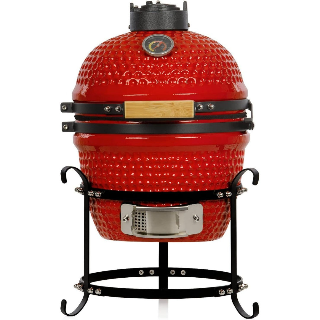grill-toro kamado grill holzkohlegrill haiiro 32 cm rot mini holzkohlegrill mit thermometer holzgriffen keramikgrill rund ceramic grill ei smoker grill grillofen kamado grill
