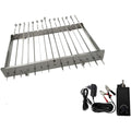 walexo spiessdreher aus edelstahl mit regelbarem 3 bis 12 volt motor 10 watt inklusive 15 grillspiesse verstellbarer aufsatz fuer mangal grill und andere modelle