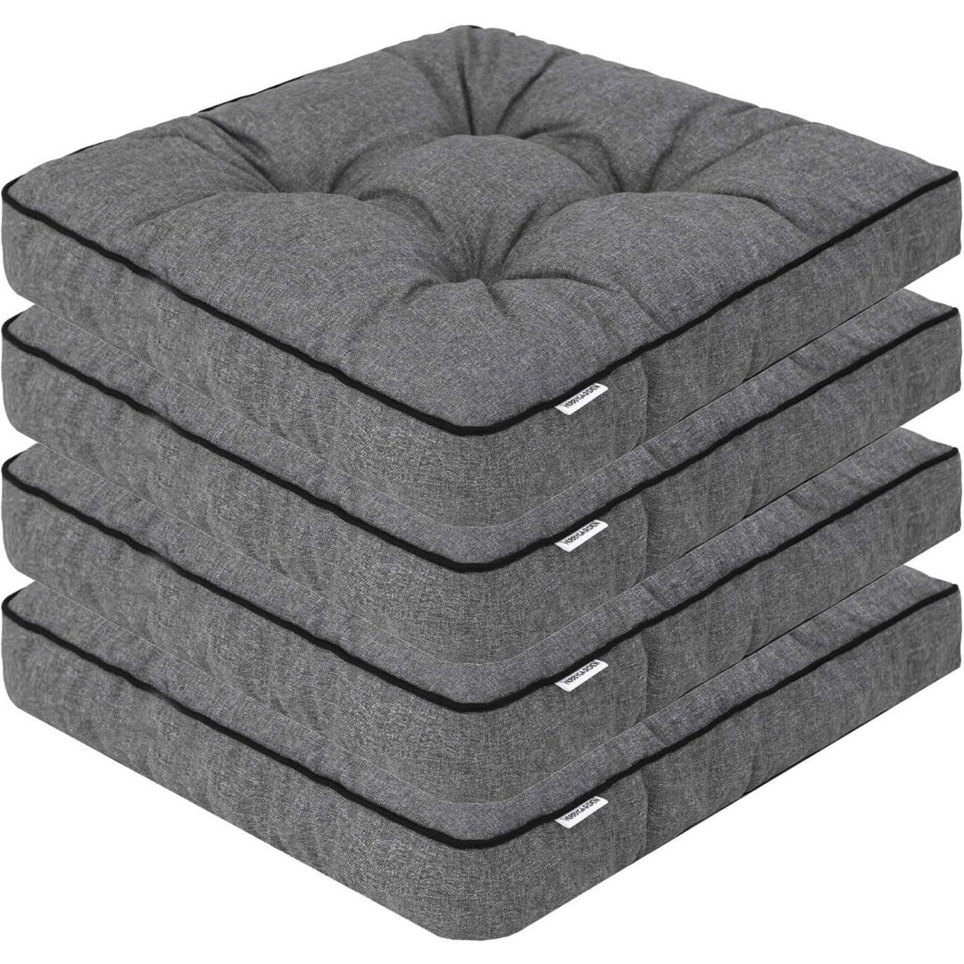 pillowprim 4er set stuhlkissen 49x47 cm sitzauflagen polsterauflagen outdoorindoor ausseninnen garten winter gatren freizeit sommer sommerferien anthrazit