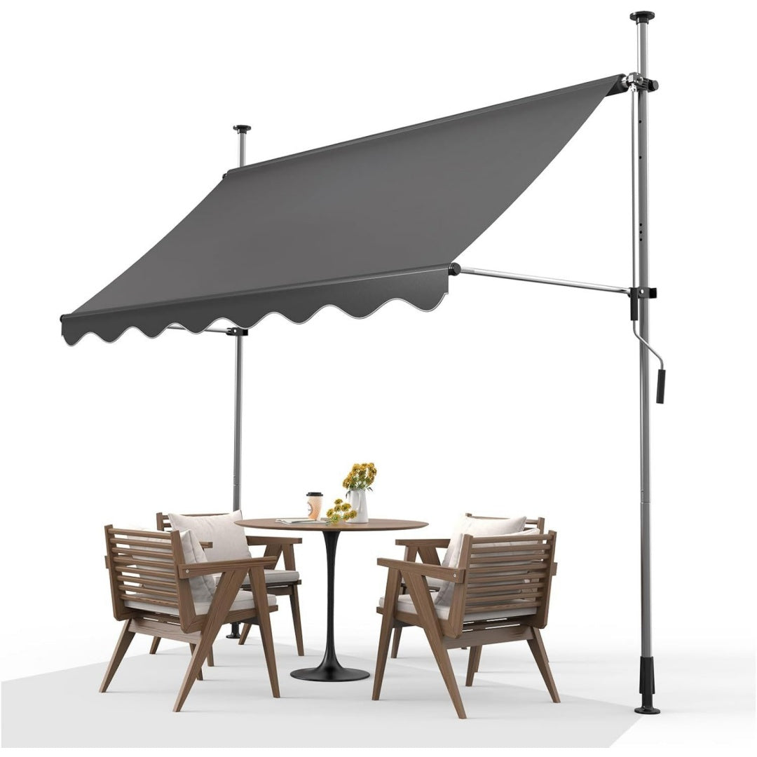 klemmmarkise mit handkurbel balkon 200x120cm balkonmarkise hoehenverstellbar ultraviolett-bestaendig sonnenschutz wasserdicht ohne bohren markise handkurbel faltmarkise aussen gartenmarkise dunkelgrau